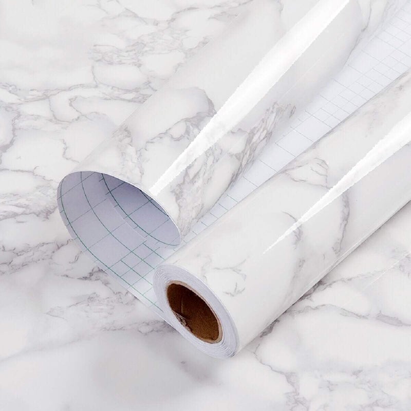 practicalWs 11.8" x78.7" Marble Paper Granite Gray/White Roll Kitchen Countertop Cabinet Furniture is Renovated Thick Wallpaper PVC (11.8"x78.7") Easy to Remove Upgrade - Image 1