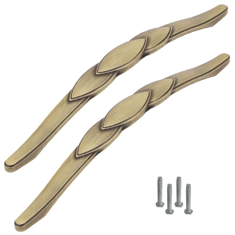 ATOM 10 Inches Brass Antique Door Handle | Cabinet Handle, Main Door Handle, Wardrobe & Drawer Pulls (Set of 2, CH-225) - Image 1