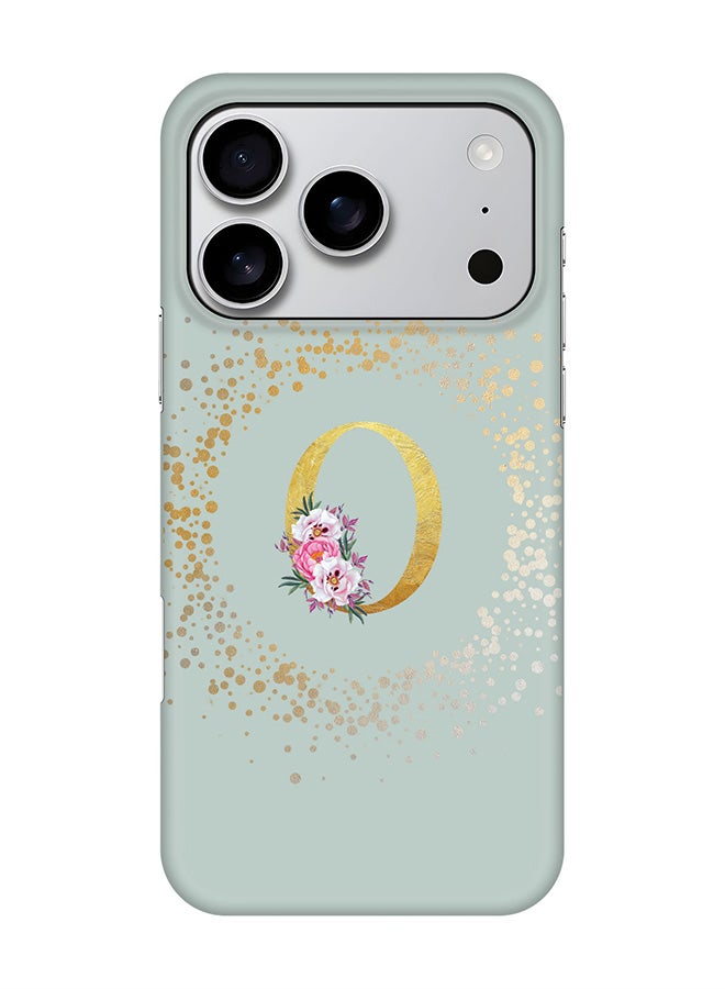 For iPhone 17 Pro,Case, [Compatible with MagSafe] Magnetic cover Slim fit Protection Matte, - Custom Monogram Floral - O  (Light Grey )