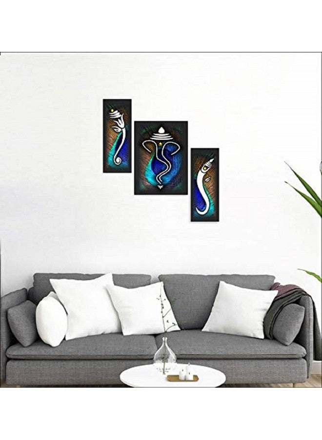 SAF Ganesha UV Textured Home Decorative Self Adhesive Religious Painting Set of 3 (Multicolour, 12 Inch X 18 Inch, SANFJM1010) - Image 2