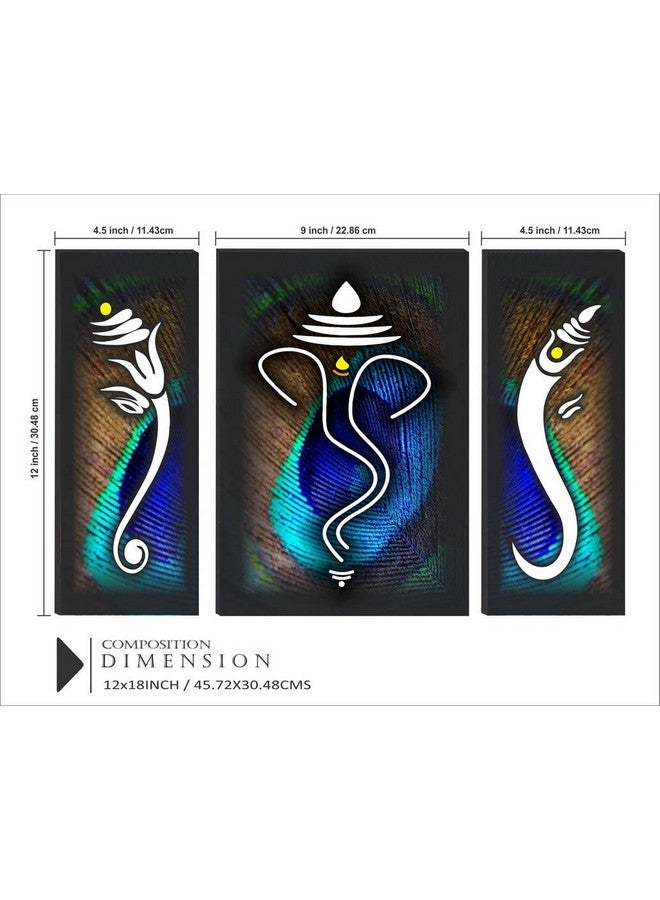 SAF Ganesha UV Textured Home Decorative Self Adhesive Religious Painting Set of 3 (Multicolour, 12 Inch X 18 Inch, SANFJM1010) - Image 3