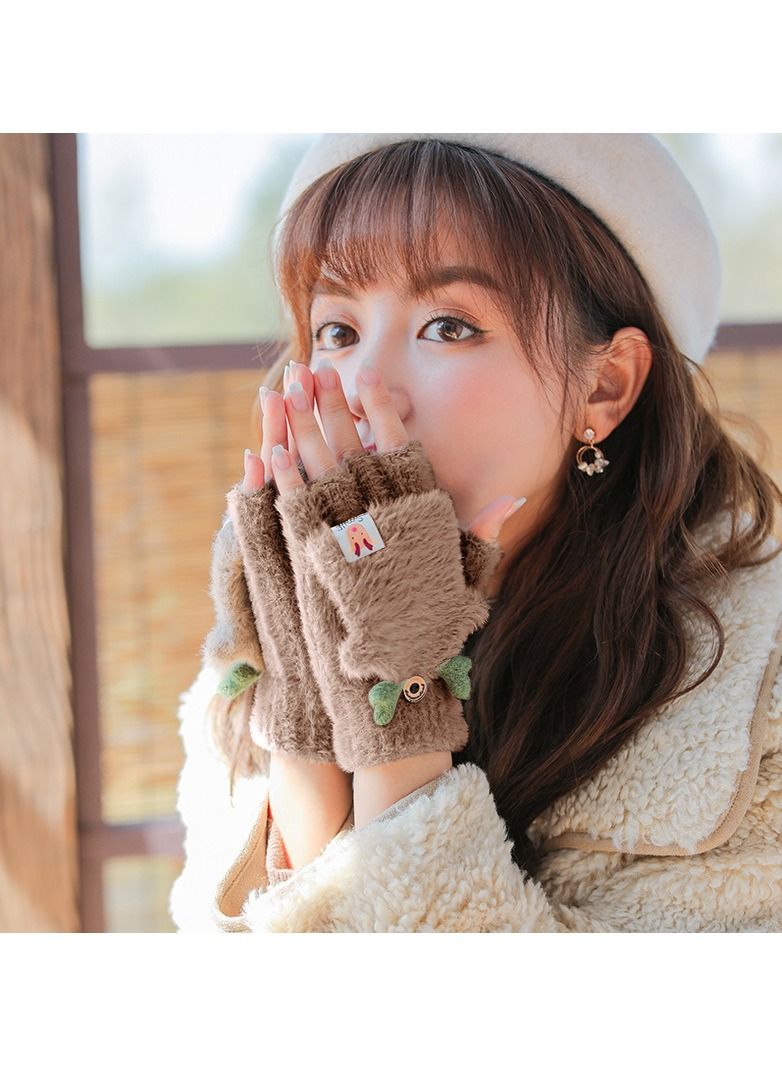 Golovejoy Women's Warm Plush Windproof And Cold Proof Lovely Gloves 