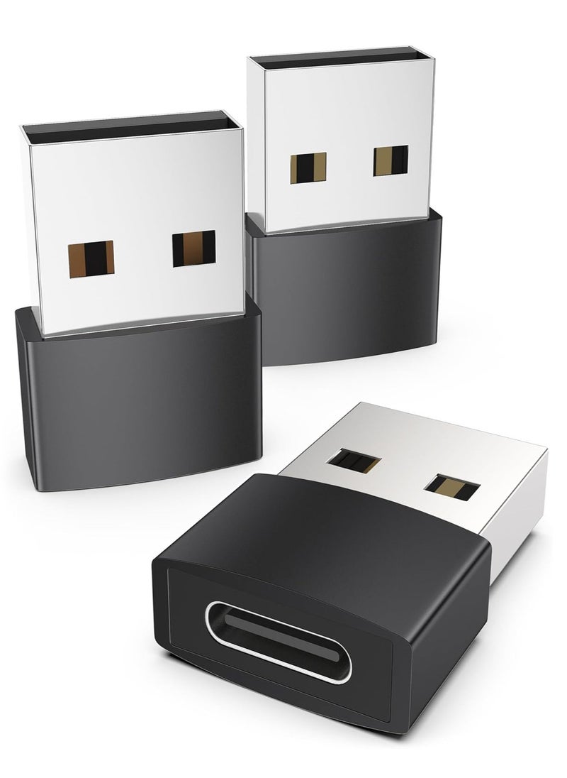 MJZ Pack of 3 USB C Female to USB Male Adapter, Type C to USB A Converter  USB C Adapter Compatible with iPhone 15/14/13/12 Pro Max iPad Air 6 Apple Watch Series 9/8/7 AirPods 3 Samsung Galaxy etc, Black  - Image 1