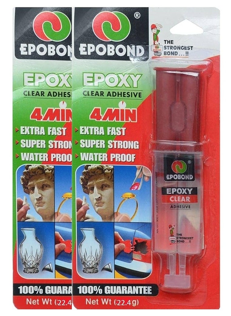 Epobond Epoxy Fast Welding, Ultra Clear, 4 Minute, 2 Components, Net Weight 22.4g 2 Pieces  - Image 1