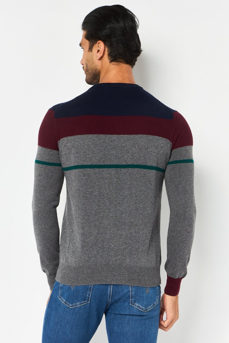 Harmont & Blaine Men Crew Neck Embroidered Logo Long Sleeve Sweater, Multicolor - Image 4