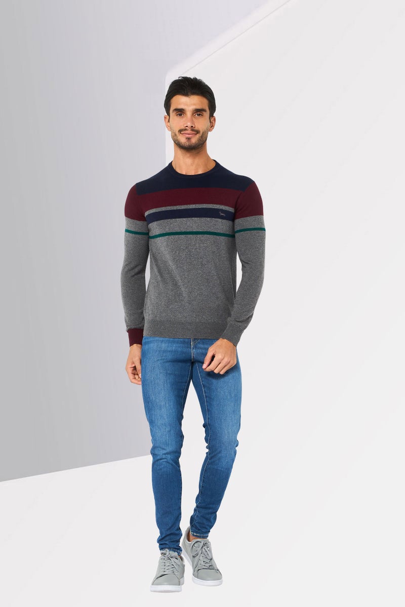 Harmont & Blaine Men Crew Neck Embroidered Logo Long Sleeve Sweater, Multicolor - Image 2