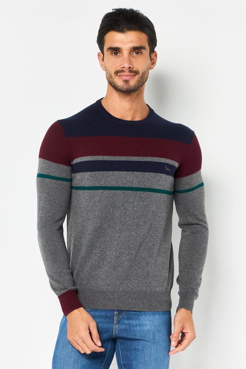 Harmont & Blaine Men Crew Neck Embroidered Logo Long Sleeve Sweater, Multicolor - Image 1