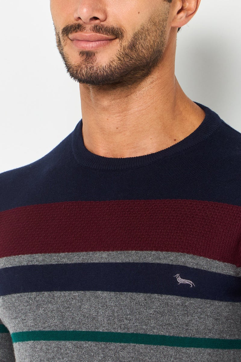 Harmont & Blaine Men Crew Neck Embroidered Logo Long Sleeve Sweater, Multicolor - Image 3