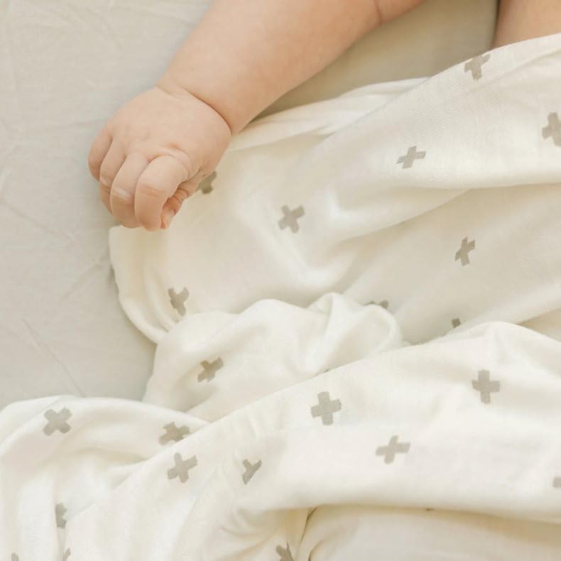 Little Unicorn Grey Cross Swaddle Blanket - Image 5