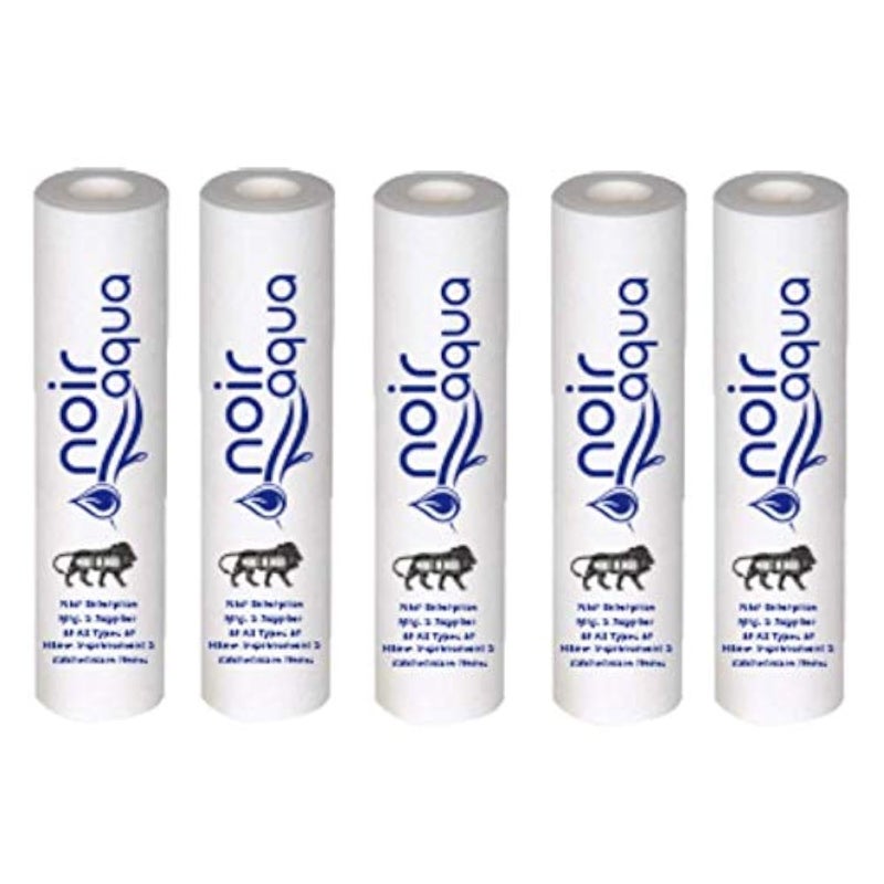 Noir Aqua PP Spun FilterCartridge for All Types of RO Water purifiers 10 Inch 5 Micron Pack of 5 RO Water Purifier Cartridge RO Spun Filter Cartridge Sponge Replacement Water Filter Candle - Image 1
