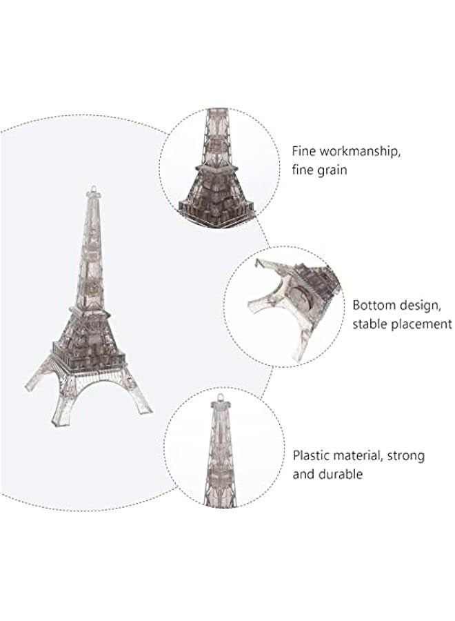 3D Transparent Eiffel Tower Puzzle Crystal Jigsaw Puzzle Eiffel Jigsaw Pieces Building Blocks Brain Teaser Educational Early Learning Jigsaw, Grey - Image 5
