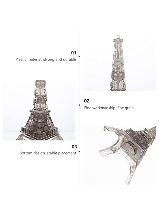 3D Transparent Eiffel Tower Puzzle Crystal Jigsaw Puzzle Eiffel Jigsaw Pieces Building Blocks Brain Teaser Educational Early Learning Jigsaw, Grey - Image 3