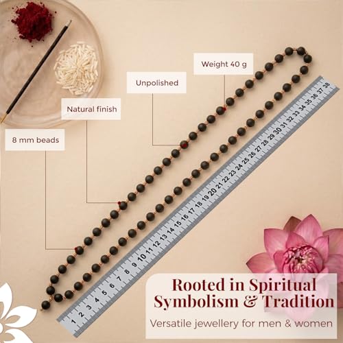 SRM's Divinely Divinely 100% Natural Karungali Malai Original 8mm | Certified Copper Thread Karungali Mala 54+1 Beads | Black Ebony Wood Necklace for Japa, Meditation & Spiritual Balance | Free Yoga eBook & 30-Day Warranty - Image 5