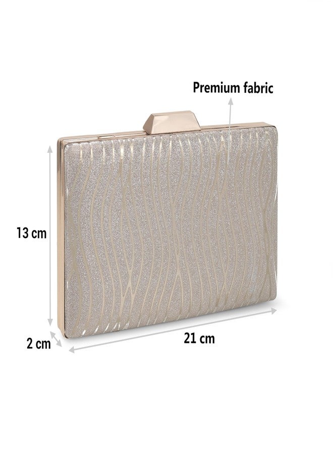 Mochi Metro Women Gold Fashion PU Soft Body Lock closure Solid Clutches (38-199) - Image 3
