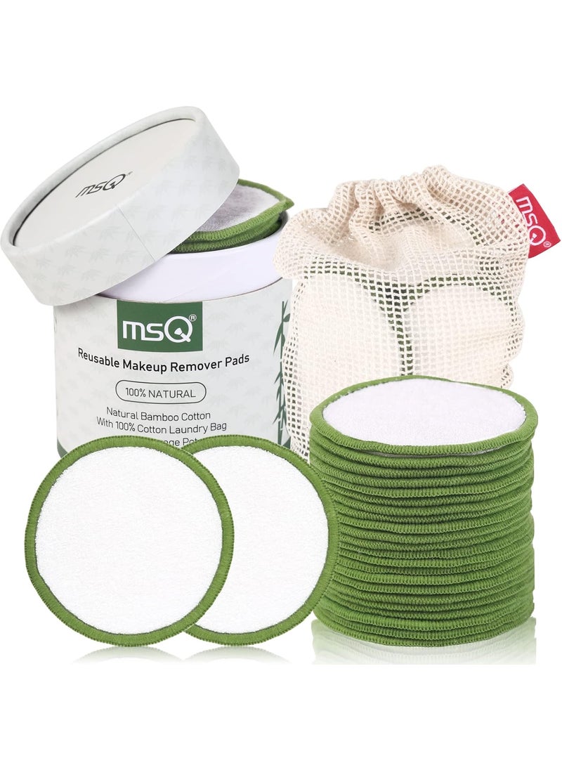 MSQ MSQ Reusable Makeup Remover Pads (20 Pack) with a Washable Laundry Bag and Round Box for Storage, Reusable Bamboo Cotton Rounds for All Skin Types, Eco-Friendly Reusable Bamboo Cotton Pads 