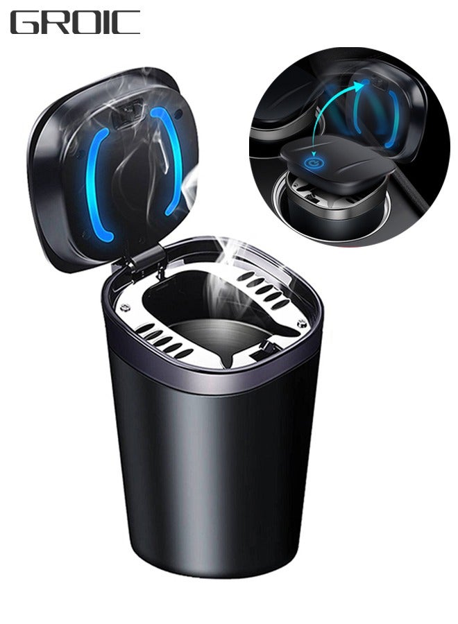 GROIC Car Ashtray, Ash Tray Auto Cigarette Odor Remover and Diffuser with Blue LED Cool Light Indicator for Most Car Cup Holder,Automotive Accessories - Image 1