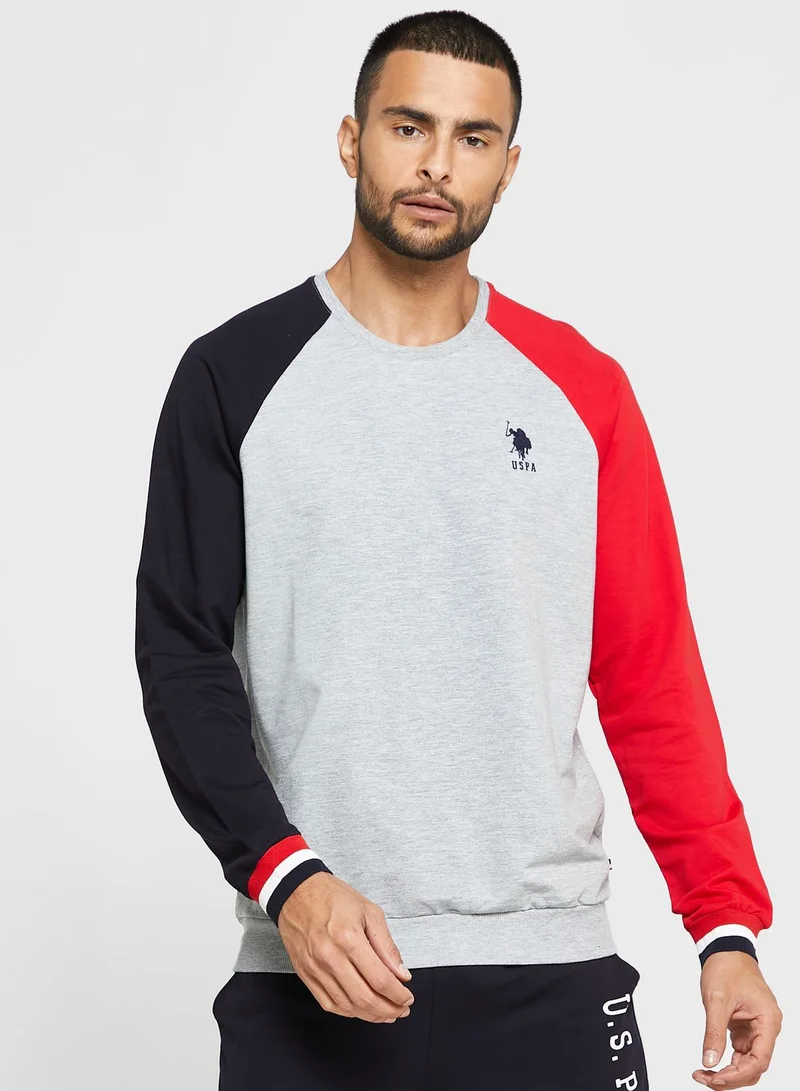 U.S. Polo Assn. Colour Block Sweatshirt And Sweatpants Set