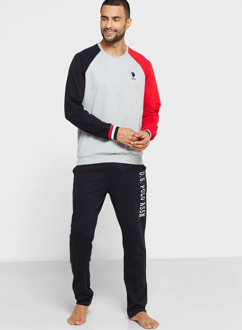 U.S. Polo Assn. Colour Block Sweatshirt And Sweatpants Set