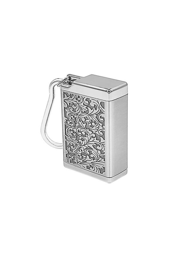 Hourwof Metal Portable Ashtray with Lid,Outdoor Pocket Ashtray for Cigarettes,Cute Travel Ashtray with Keychain,Relief Silver - Image 1