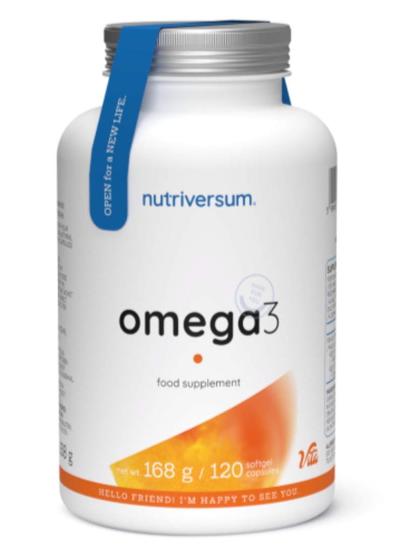 Omega-3 Fish Oil 120 Softgel Capsules | EPA & DHA Essential Fatty Acids | Supports Heart, Brain & Eye Health | Food Supplement | Made in Hungary