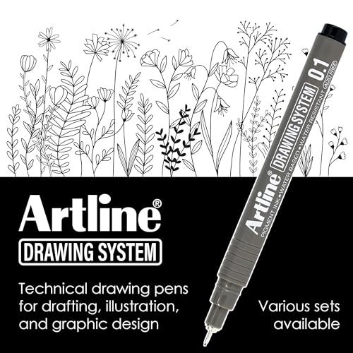 Artline 230 Drawing System Pens, Technical Drawing Pens For Drafting, Illustrating, and More, 0.1mm, 0.2mm, 0.3mm, 0.4mm, 0.5mm, and 0.8mm Fine Tips - Black, 6-Pack - Image 3