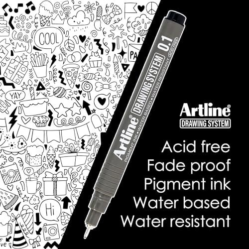 Artline 230 Drawing System Pens, Technical Drawing Pens For Drafting, Illustrating, and More, 0.1mm, 0.2mm, 0.3mm, 0.4mm, 0.5mm, and 0.8mm Fine Tips - Black, 6-Pack - Image 4