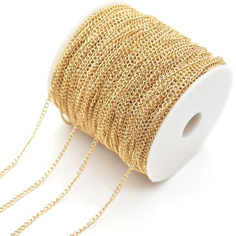 CRAFTS HAVELI Iron Jewelry Making Kit Silver & Golden Link Chain (5 Mtr Each) with Jump Rings & Lobster Clasps ,DIY Necklace & Bracelet Supplies - Image 2