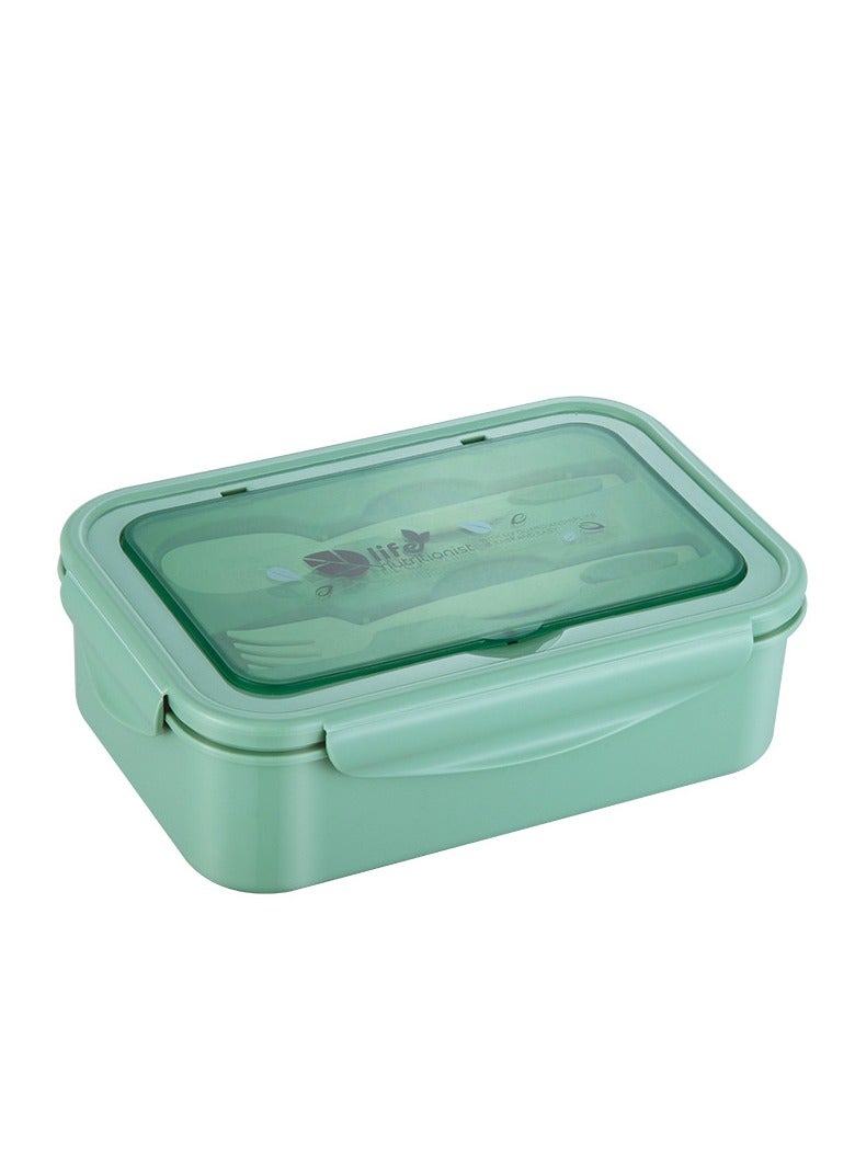 QIGAR Bento Lunch Box for Kids Adults, 3 Compartments Food Container Ideal Portion Sizes Leak-Proof Bento box for Kids ,With cutlery ,microwave heating Safe, Food-Safe Materials 1400ml - Image 1
