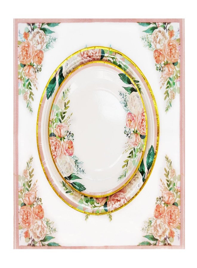 Boosolo Floral Party Supplies - Paper Plates and Napkins Sets for 50 Guests - Include Floral Party Disposable Paper Dinner Plates, Napkins for Baby or Bridal Shower, Birthday, Wedding - Image 3