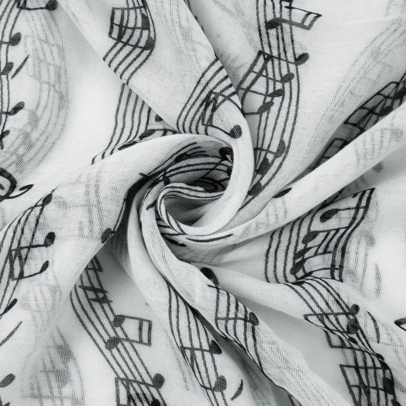 E-Clover White Scarf for Women Lightweight Voile Music Notes Printed Scarves Fall Winter Fashion Shawl Wraps Head Scarf - Image 4