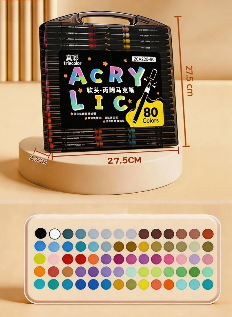 TrueColor 80-color marker set, marker pens, oil-based and watercolor pens, colored pens for drawing, acrylic markers watercolor pen sets art students' hand-painted, Art Watercolour Pens, Pens Art, Markers, Fineliner, Water Color Drawing Pens - Image 1