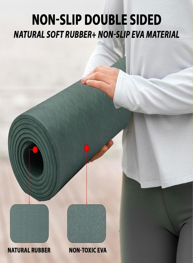 LEAFED TPE Material 6MM Anti-Slip Yoga Mat for Gym Workout and Yoga Exercise for Men & Women, Premium Yoga Mat (Forest Green) - Image 4