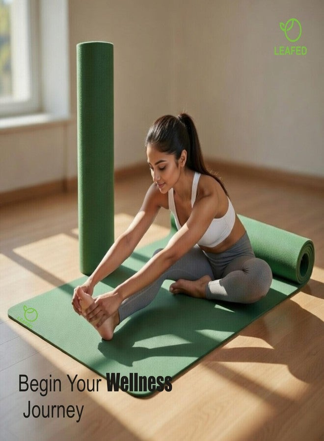LEAFED TPE Material 6MM Anti-Slip Yoga Mat for Gym Workout and Yoga Exercise for Men & Women, Premium Yoga Mat (Forest Green) - Image 3