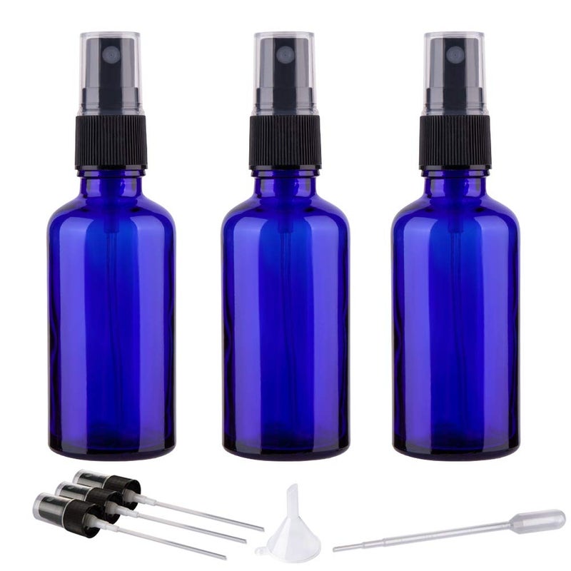 Hydior 2oz Small Fine Mist Spray Bottles For Essential Oils, Blue Glass Spray Bottle 3 Pack - Image 1
