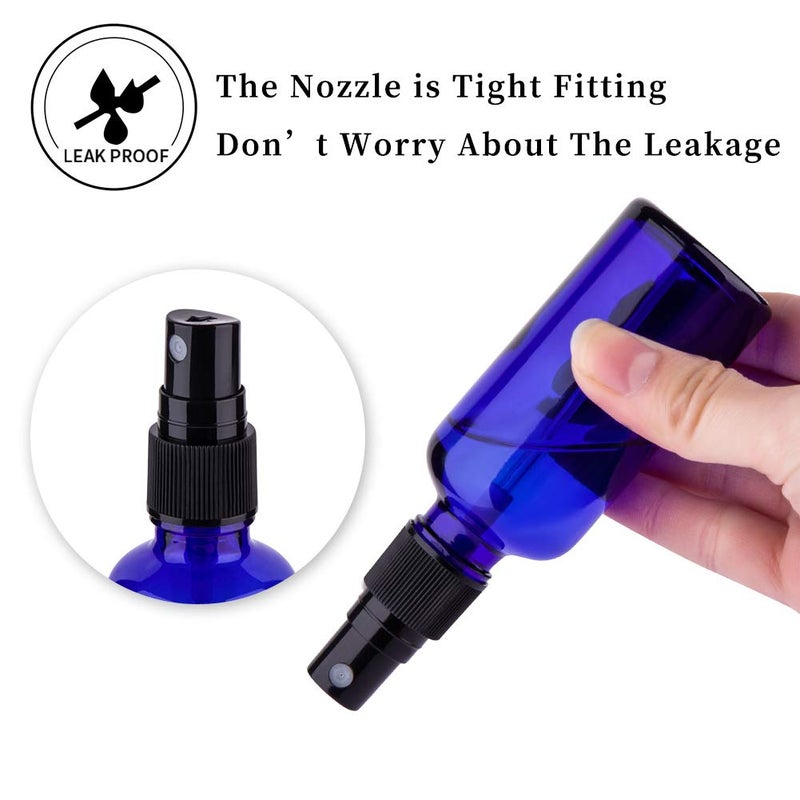 Hydior 2oz Small Fine Mist Spray Bottles For Essential Oils, Blue Glass Spray Bottle 3 Pack - Image 3
