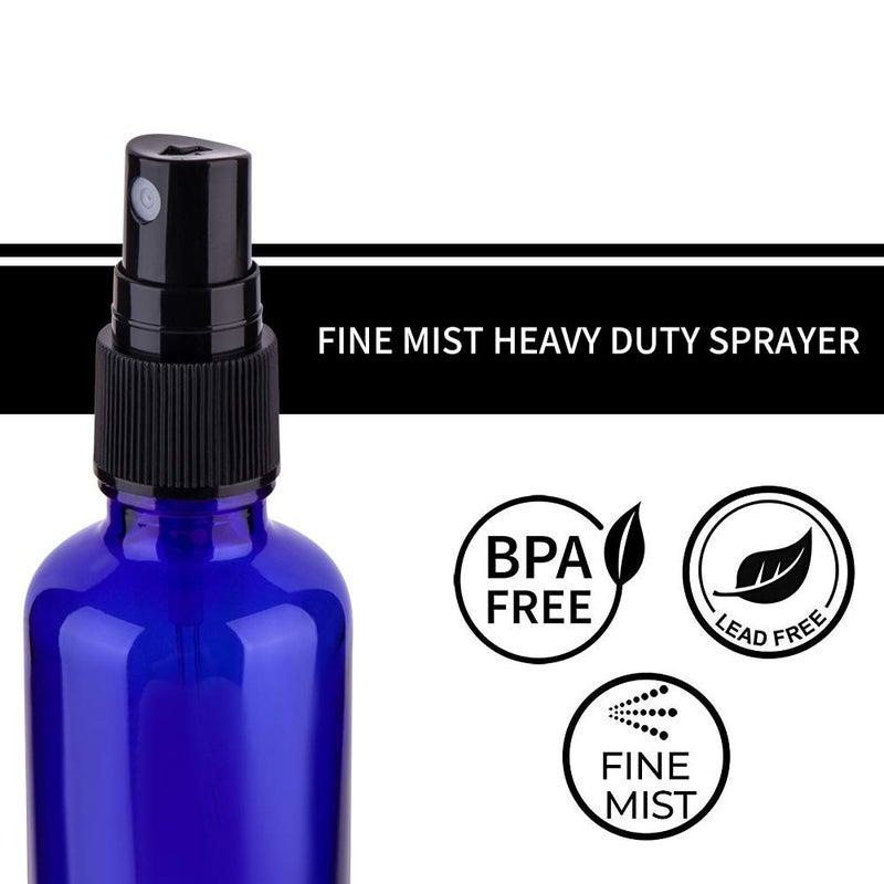 Hydior 2oz Small Fine Mist Spray Bottles For Essential Oils, Blue Glass Spray Bottle 3 Pack - Image 4