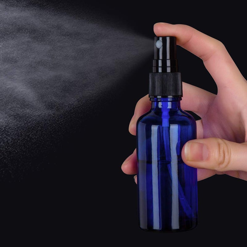 Hydior 2oz Small Fine Mist Spray Bottles For Essential Oils, Blue Glass Spray Bottle 3 Pack - Image 2