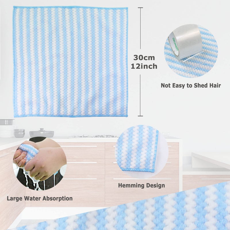 Choicy Microfiber Cleaning Cloth Absorbent Kitchen Towels Dish Cloths Washable 10 Pack 12?12in Reusable Cleaning Rags for Car Gardens Kitchen Hand Glass Windows Mirrors No Odor - Image 4