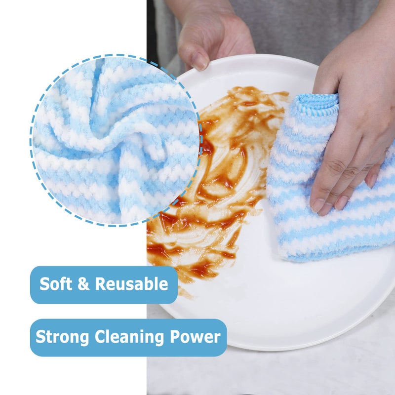 Choicy Microfiber Cleaning Cloth Absorbent Kitchen Towels Dish Cloths Washable 10 Pack 12?12in Reusable Cleaning Rags for Car Gardens Kitchen Hand Glass Windows Mirrors No Odor - Image 2