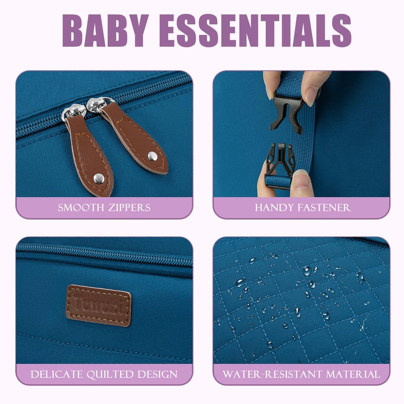 Tuwubi Diaper Bag Tote,Baby Diaper Bag with Pacifier Case Large Travel Diaper Tote Caddy for Mom and Dad Multifunction Baby Bag - M-Teal - Image 4
