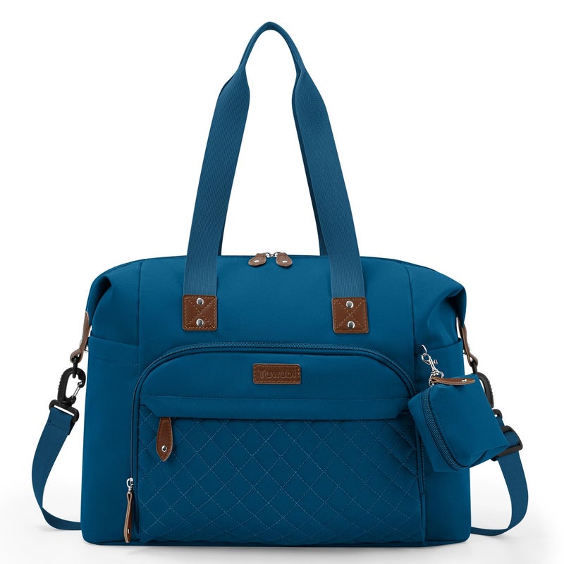 Tuwubi Diaper Bag Tote,Baby Diaper Bag with Pacifier Case Large Travel Diaper Tote Caddy for Mom and Dad Multifunction Baby Bag - M-Teal - Image 1