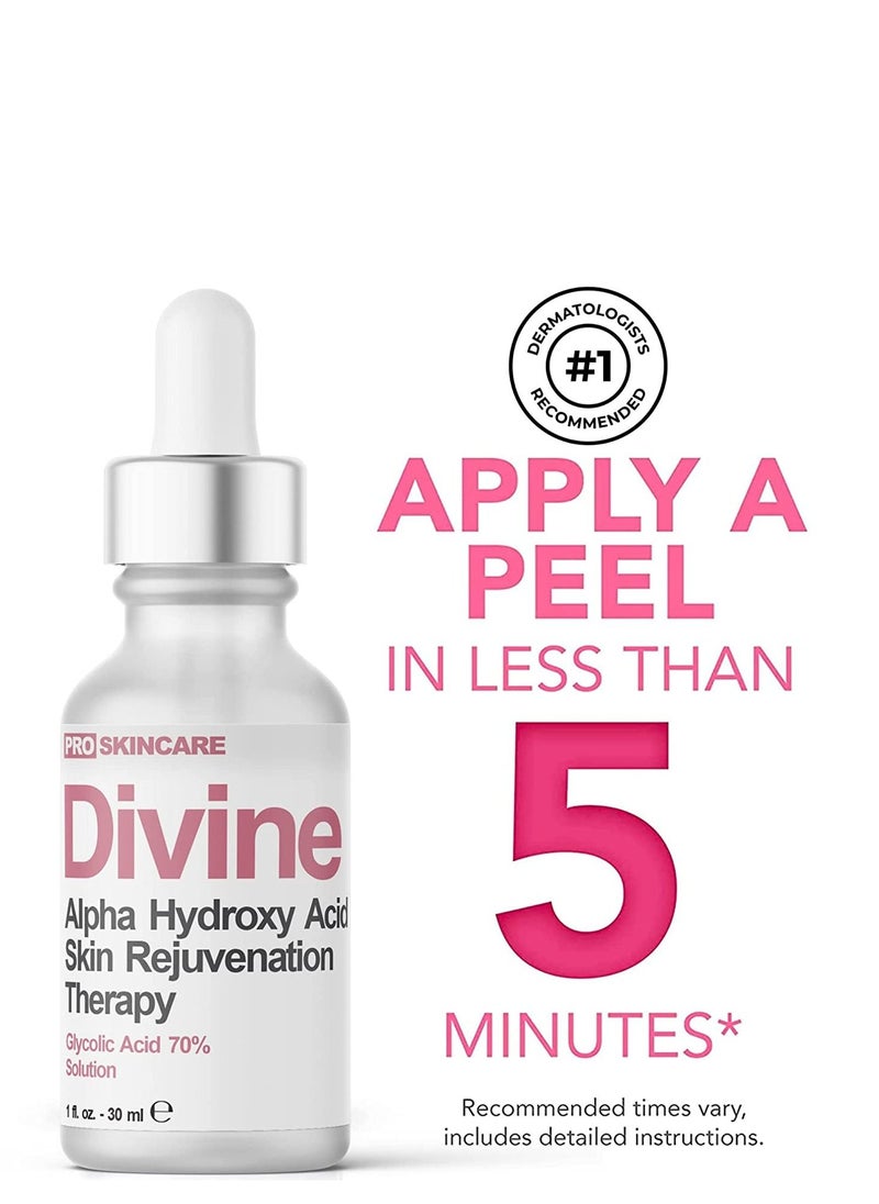 Divine - Glycolic Acid Peel 70% Professional Chemical Peel for Face at Home Intense Alpha Hydroxy Acid Skin Peel For Acne Scars Collagen Boost Wrinkles Fine Lines - Liquid Exfoliant for Face Peel Mask - Image 1