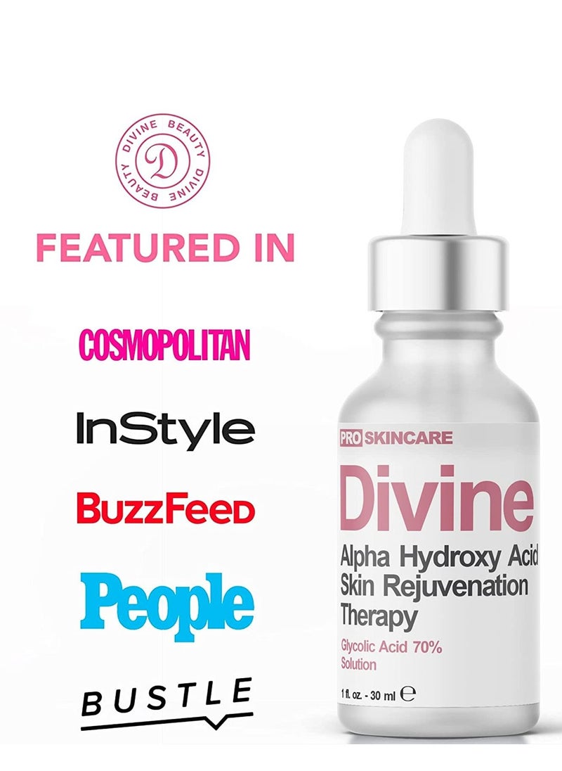 Divine - Glycolic Acid Peel 70% Professional Chemical Peel for Face at Home Intense Alpha Hydroxy Acid Skin Peel For Acne Scars Collagen Boost Wrinkles Fine Lines - Liquid Exfoliant for Face Peel Mask - Image 1