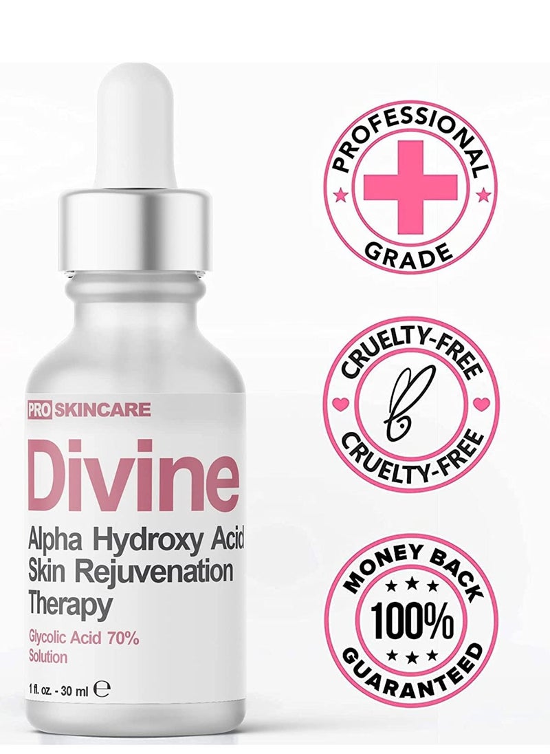 Divine - Glycolic Acid Peel 70% Professional Chemical Peel for Face at Home Intense Alpha Hydroxy Acid Skin Peel For Acne Scars Collagen Boost Wrinkles Fine Lines - Liquid Exfoliant for Face Peel Mask - Image 1