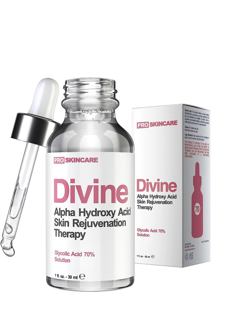 Divine - Glycolic Acid Peel 70% Professional Chemical Peel for Face at Home Intense Alpha Hydroxy Acid Skin Peel For Acne Scars Collagen Boost Wrinkles Fine Lines - Liquid Exfoliant for Face Peel Mask - Image 1