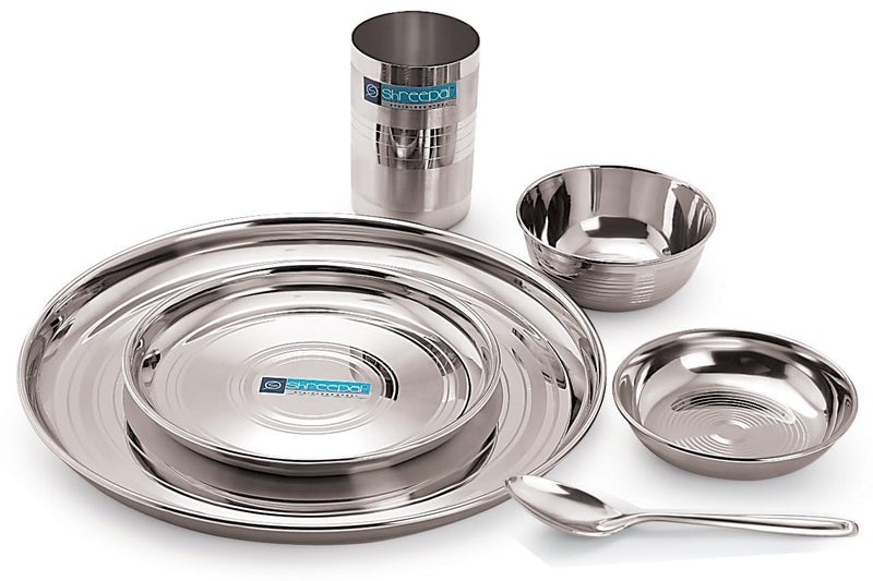 Shreepal طقم عشاء شريبال من الفولاذ المقاوم للصدأ مكون من 36 قطعة، تصميم أنيق | طقم غداء، طقم شاجون | طقم أدوات المطبخ للمنزل - Image 1