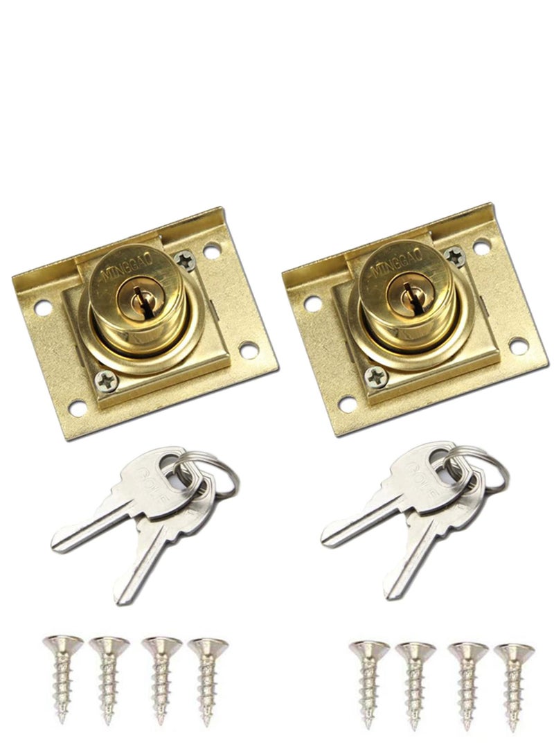 SYOSI File Cabinet Locks, 7/8 Inch Brass Cylinder Length Desktop Lock, 2 Pack Desk Rust-Resistant Drawer Lock with 4PCs Keys for Cabinet Desk Wardrobe, Mailbox, Lockers, Cupboards, with Mounting Screws - Image 1