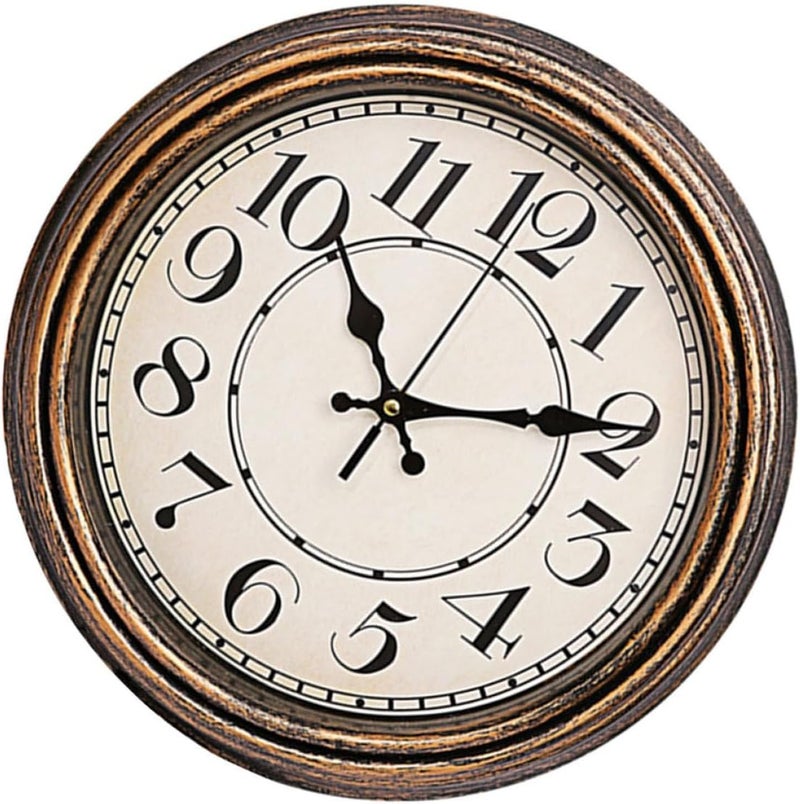 Vintage Style Mute Quartz Wall Clock 12-inch Retro Brushed Gold Decorative Analog Clock for Living Room Bedroom Home Décor - Image 1