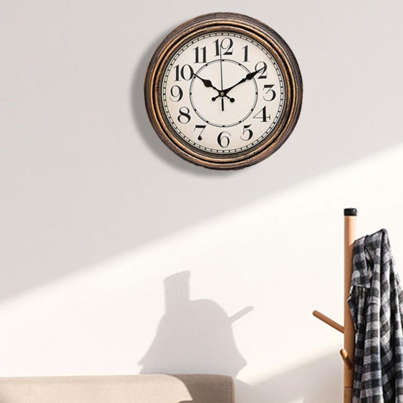 Vintage Style Mute Quartz Wall Clock 12-inch Retro Brushed Gold Decorative Analog Clock for Living Room Bedroom Home Décor - Image 5