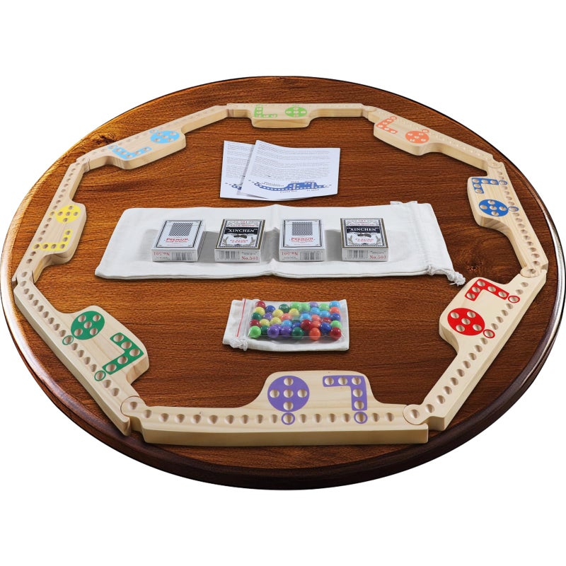 Wahartoly Jokers and Marbles Board Game Wooden Travel Game for 28 PlayersCard and Marble Gamewith 8 Game Boards 4 Cards 40 Marble for Travel Parties and Family Nights - Image 3